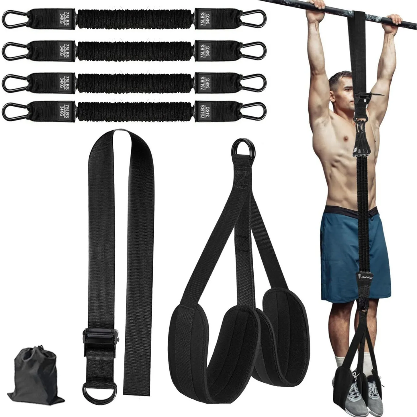 Klimmzug-Hilfe-Bänder-Set, Widerstandsband für Klimmzüge, Unterstützung für Männer und Frauen, zum Aufhängen, Training, Chin-up, Workout, Körperdehnung – Detail 4