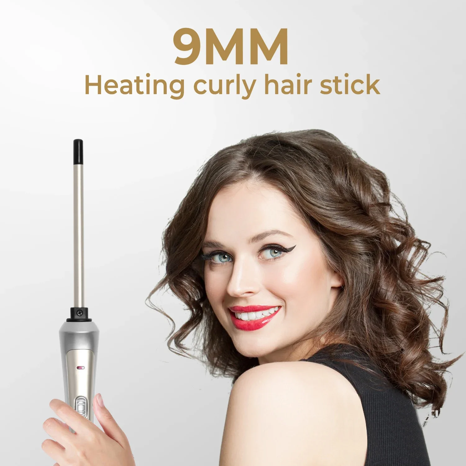 7mm Thin Curling Wand Hair Curler, Small Barrel Skinny Hair Curling Iron Wand Professional Super Tourmaline Ceramic Barrel