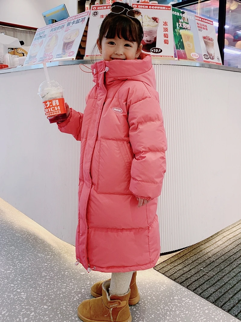 2024 Thicken Warm Children Girl Winter Jacket Hooded X-Long Down Jacket For Girl 3-14 Years Boy Outerwear Coat Kids Parka Outfit