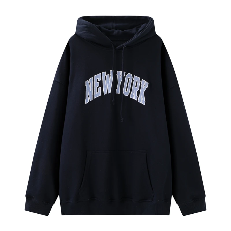 

Официальная толстовка Brandy Girl BM с вышивкой New York, тонкая женская свободная молодежная толстовка на весну-осень
