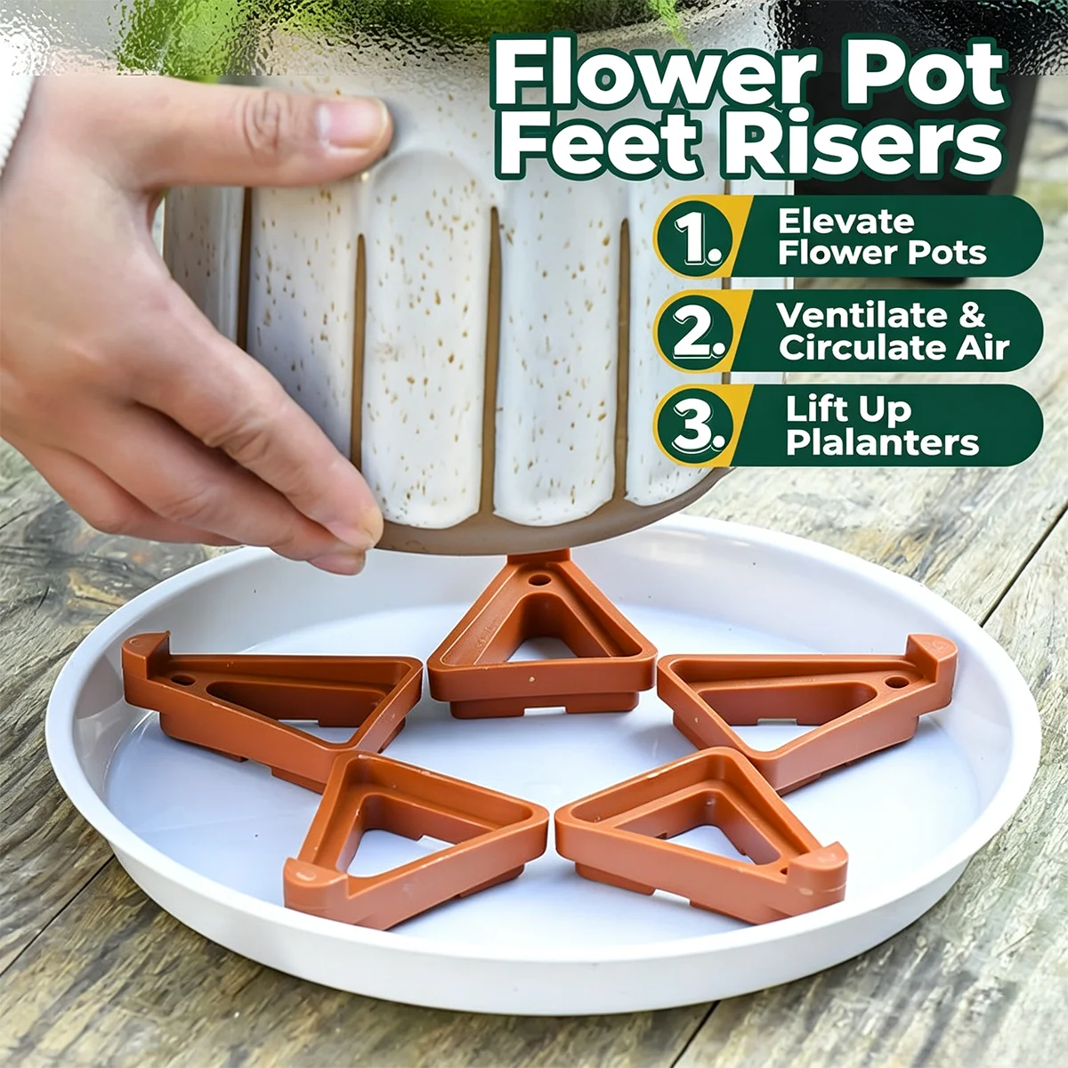 25pcs Gardening pot feet, modular base, pot pads, riser pads, good ventilation and drainage, prevents root rot, for garden pots