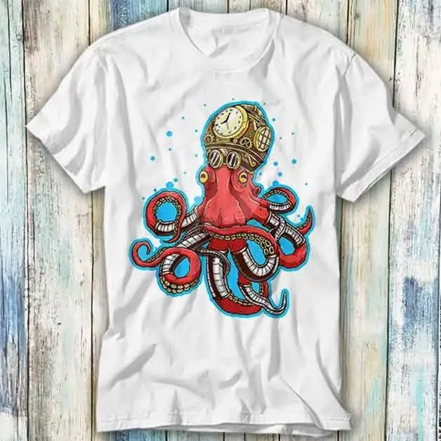 Steam Powered Kraken Weird Deep Sea Steampunk Octopus T Shirt Meme Funny Top Style Gamer Movie Music 1111