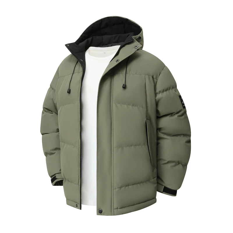 

Мужская утепленная хлопковая куртка на осень-зиму, теплая свободная куртка-пуховик с капюшоном, повседневное деловое пальто с наполнителем из полиэфирного волокна