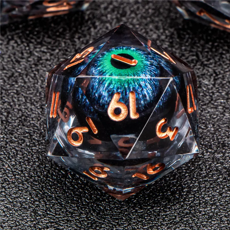 

OUKELANWO DND Liquid Core Dice Set D&D, Polyhedral Resin Sharp Edge Eyeball Dice for Dungeon and Dragon, RPG Role Playing Game