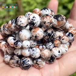6/8/10mm Natural Stone Beads Brown Black White Stone Round Spacer Loose Beads For Jewelry Making DIY Bracelets Accessories