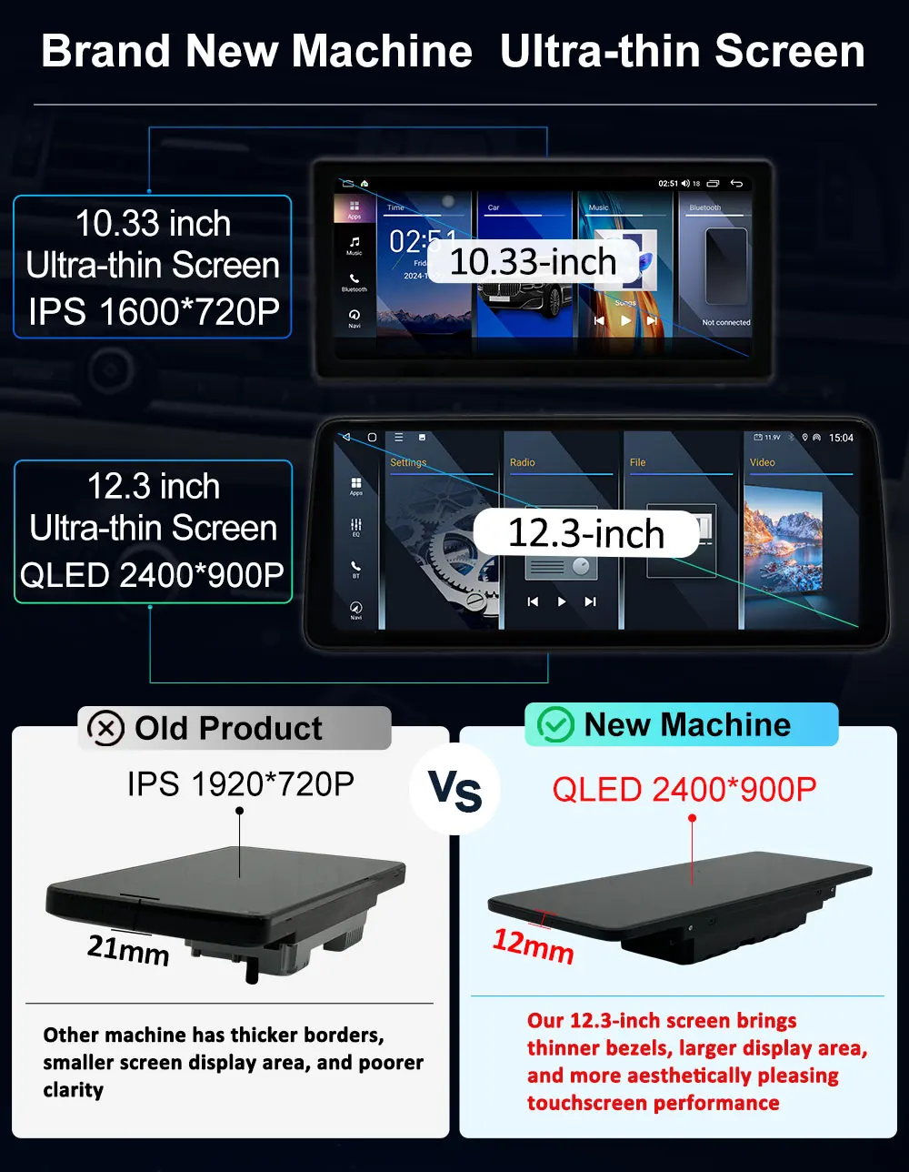 Android 16 Kabelloses Carplay Autoradio Multimedia-Player für BMW 5er F10 F11 2010 - 2017 CIC NBT System QLED Bildschirm GPS WLAN – Detail 6