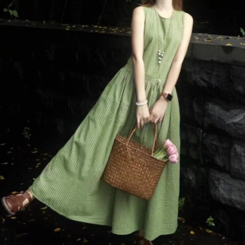 

Women Long Dress Dresses A Line Vestidos High Waist Y2k Streetwear Casual Round Neck Sleeveless Elegant Party Night Work 2026