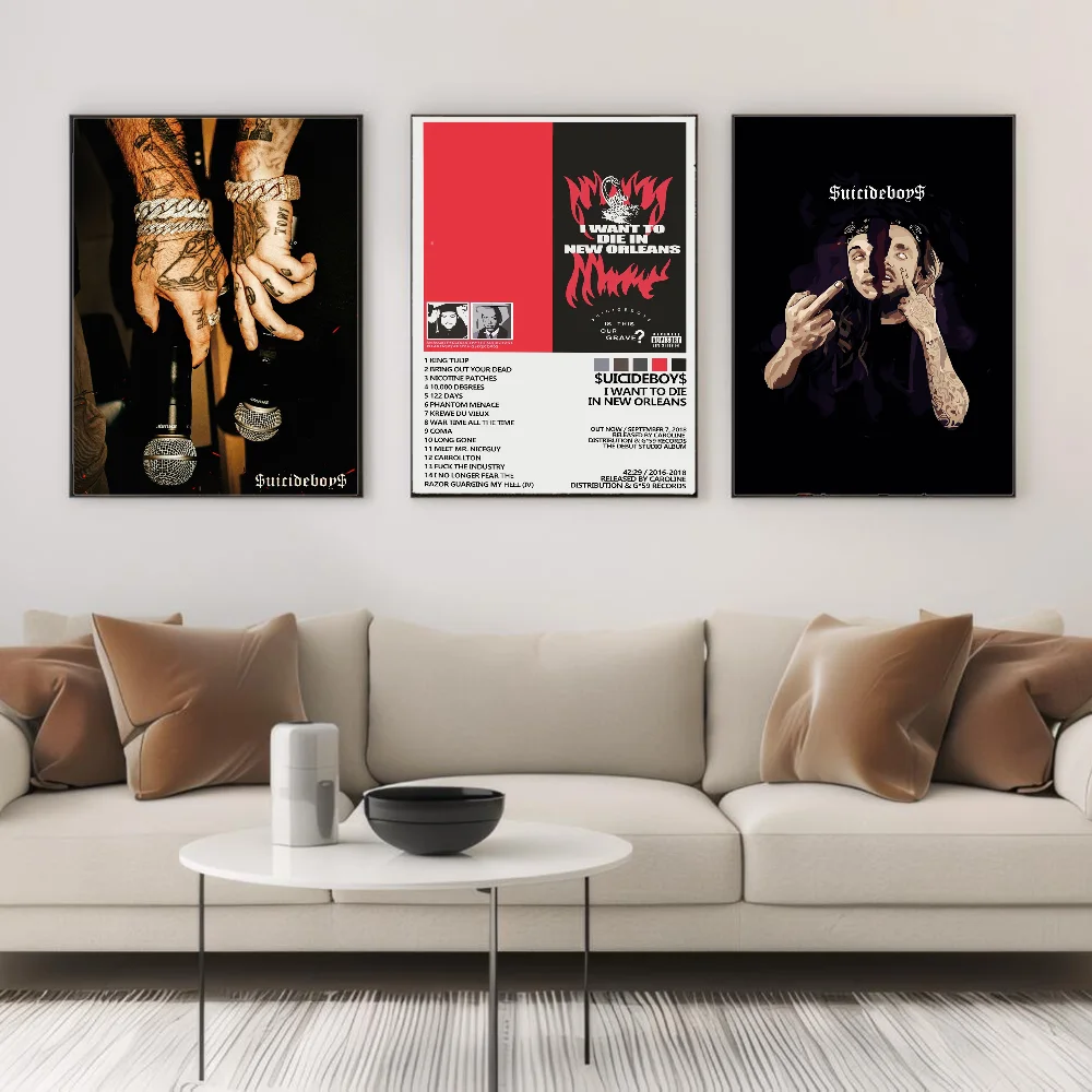 المغني S-Suicideboy الفرقة ألبوم المشارك ملصقات الفن جداريات حائطية ديكور لعبة غرفة ديكور الهدايا Kawaii HD اللوحة القط سيارات #3