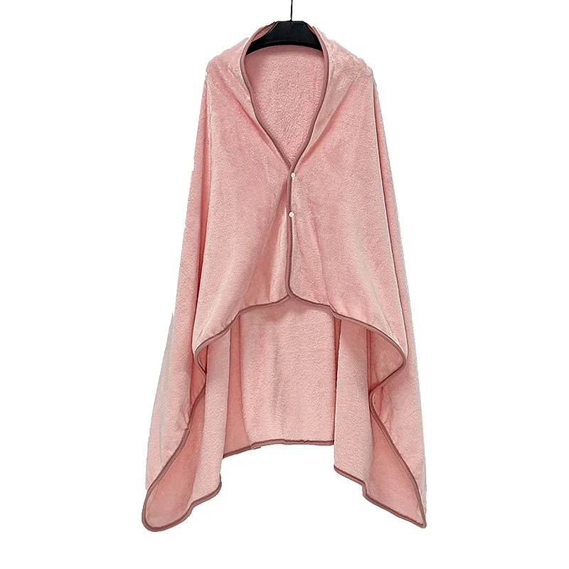 Flannel Shawl Blanket Multifunctional Travel Pillow Foldable Cape Warm Plush Jacket