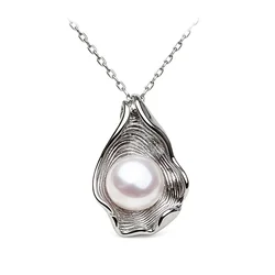White Natural Fresh water Pearl Pendant Women,Cute Original 925 Silver Pearl Pendant Mother Wife Birthday Gift Black