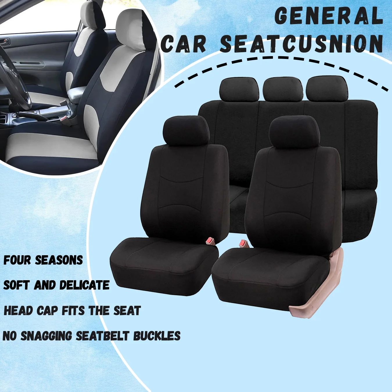 

Universal Waist Line Design Cushion AUTO Universal Size Fit for Car Suv Truck Van Accessories Interior Seat Covers Full Set