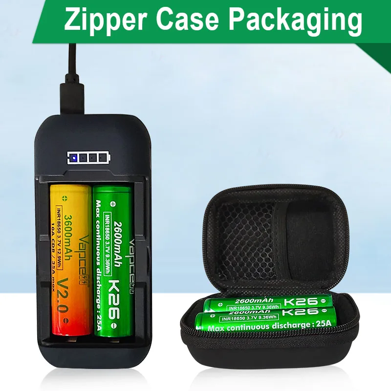 Novo 100% original vapcell k26 inr18650 2600mah bateria 3.7v 25a li-ion bateria recarregável lanterna para baterias de ventilador