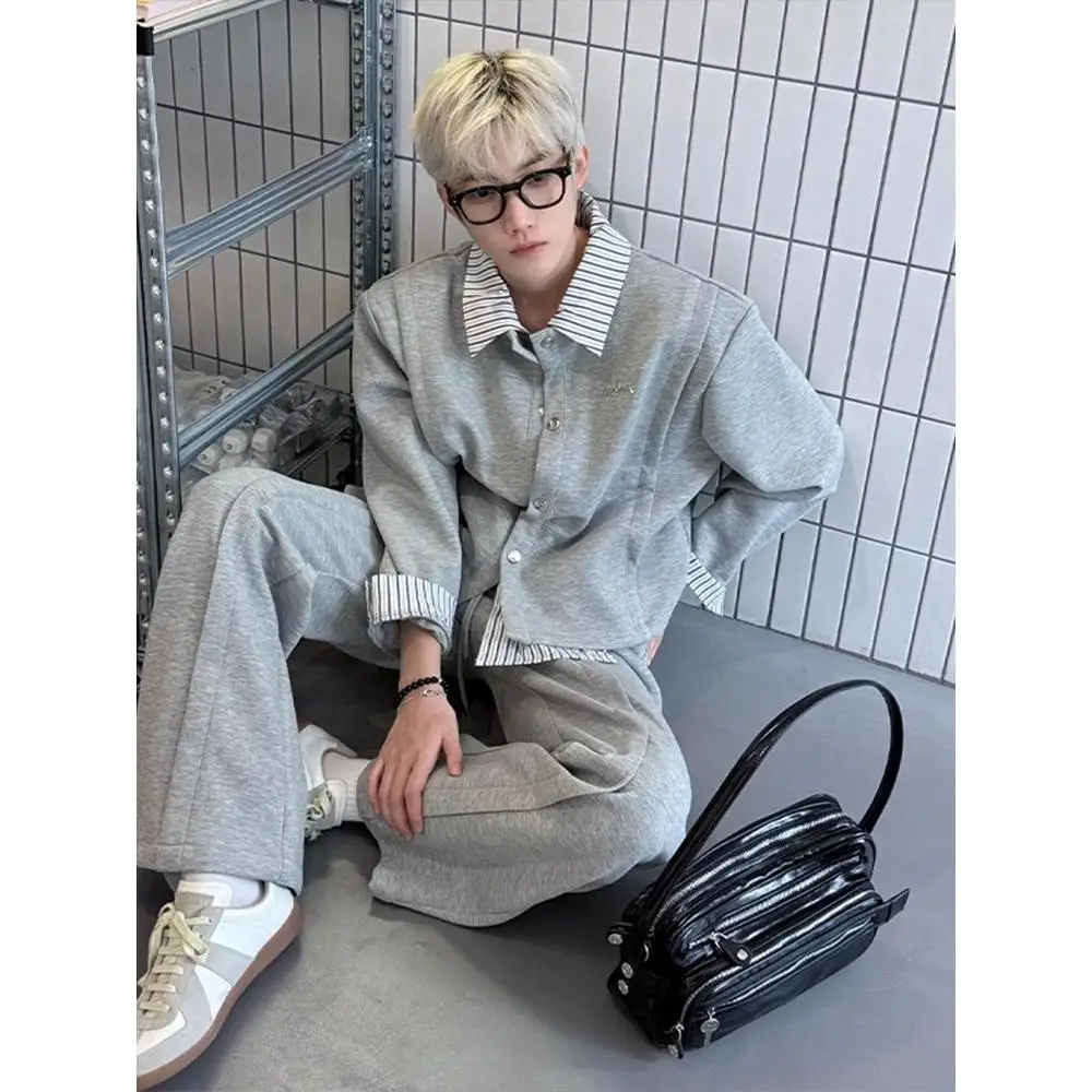 

Мужской джинт из двух частей American Sle Fake Haome, высококачественный полосатый лоскутный джет, верхняя одежда American CleanFit