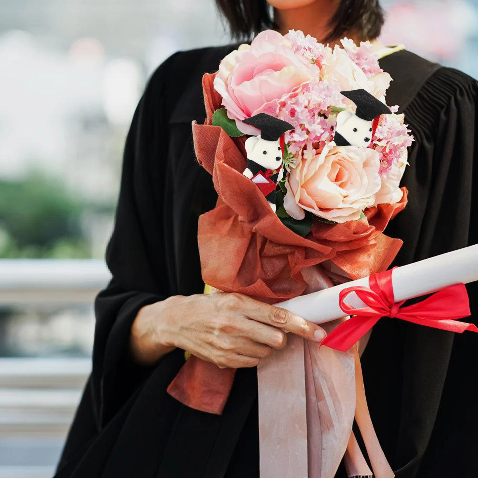 AdTosFlower-Bouquet d'ours pour remise de diplôme, poupées d'animaux, emballage de bouquet, cadeaux de remise de diplôme, 10 pièces