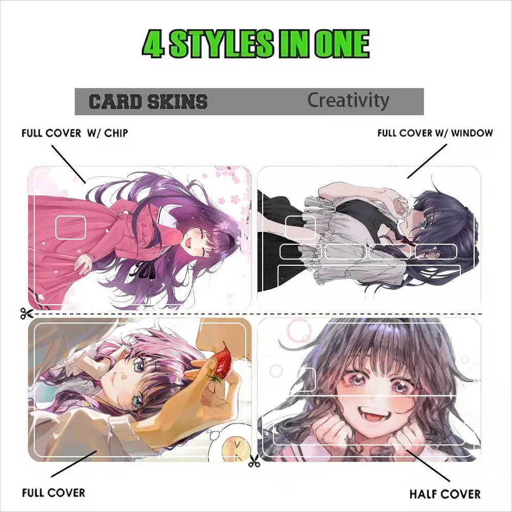 The Fragrant Flower Blooms with Dignity Waguri Kaoruko Film Tape Skin for Credit Card Debit Card Waterproof Stickers Cartoon