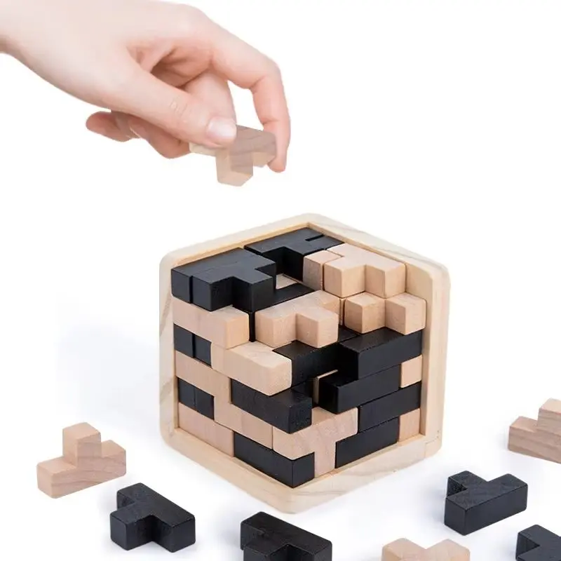 Rompecabezas de bloques 3D, educación creativa, juguetes de madera, rompecabezas cerebral, juego de iluminación, juego de regalo para niños de 54 piezas