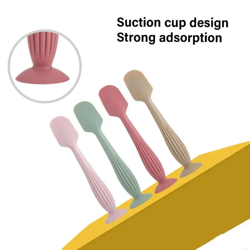 

K92D Soft Silicone Diaper Cream Spatula Portable Handheld Scraping Spoon with Suction Base for Gentle Baby Skin Care