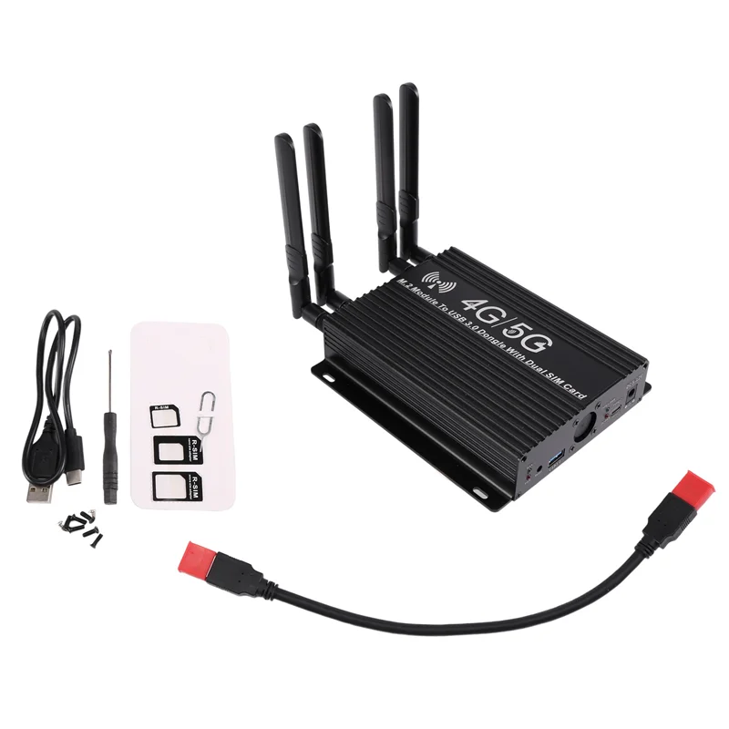 وحدة عملية-NGFF(M.2) 4G/5G إلى محول USB 3.0 مع مروحة تبريد/فتحة بطاقة SIM المزدوجة والطاقة المساعدة #5