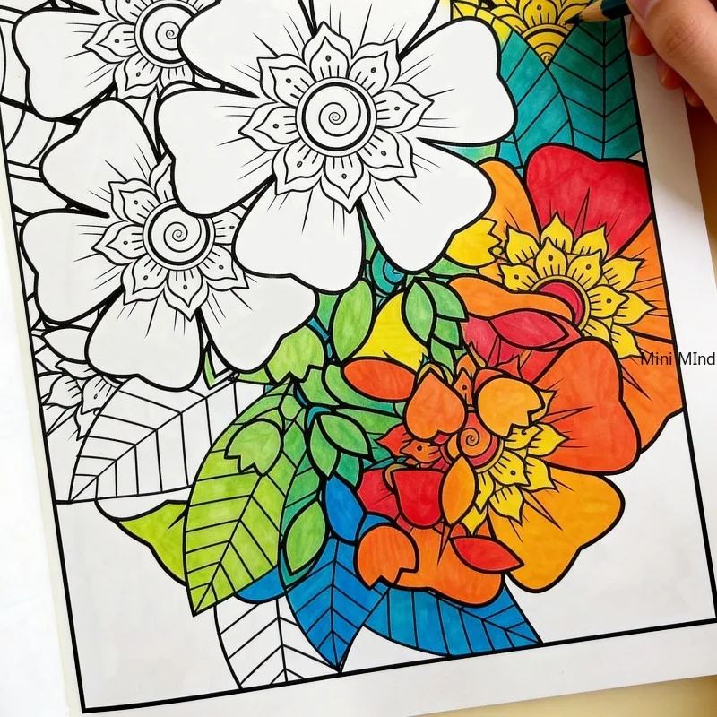 A Hand Drawn Book for Adults To Relax and Unwind, A Fantasy Healing Coloring Picture Book, with Animal/flower/mandala Themes