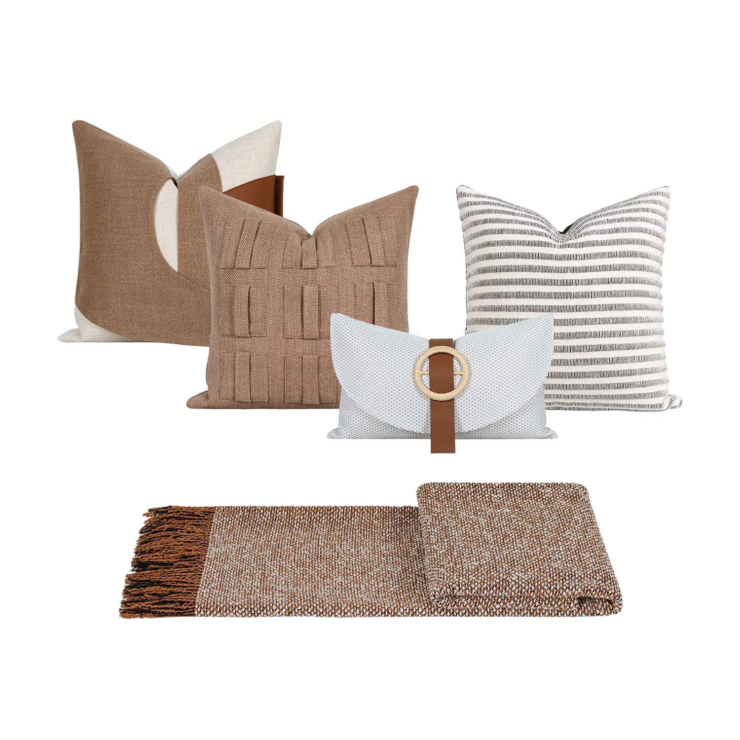 RUIYI Modern Unique Design Series Pillow Cover Metal Buckle Sofa Pillow Cushion Cover Decorative Pillow Cover