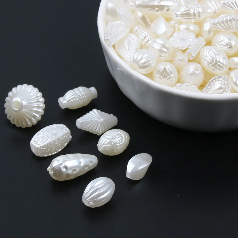 50pcs Mix White Irregular Shape Beads Craft Imitation Pearls Flatback  DIY Necklace Bracelet Decoration