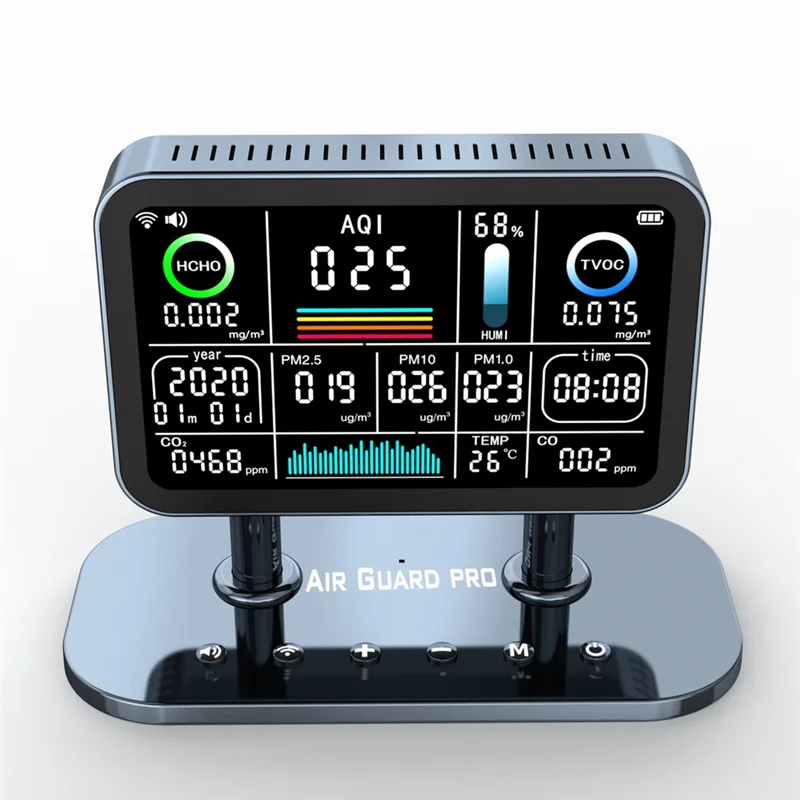 ABSQ-Advanced Wifi Air Quality Monitor By Tuya - Measures TVOC, HCHO, PM2.5/PM1.0/PM10, CO2, Temperature, And Humidity
