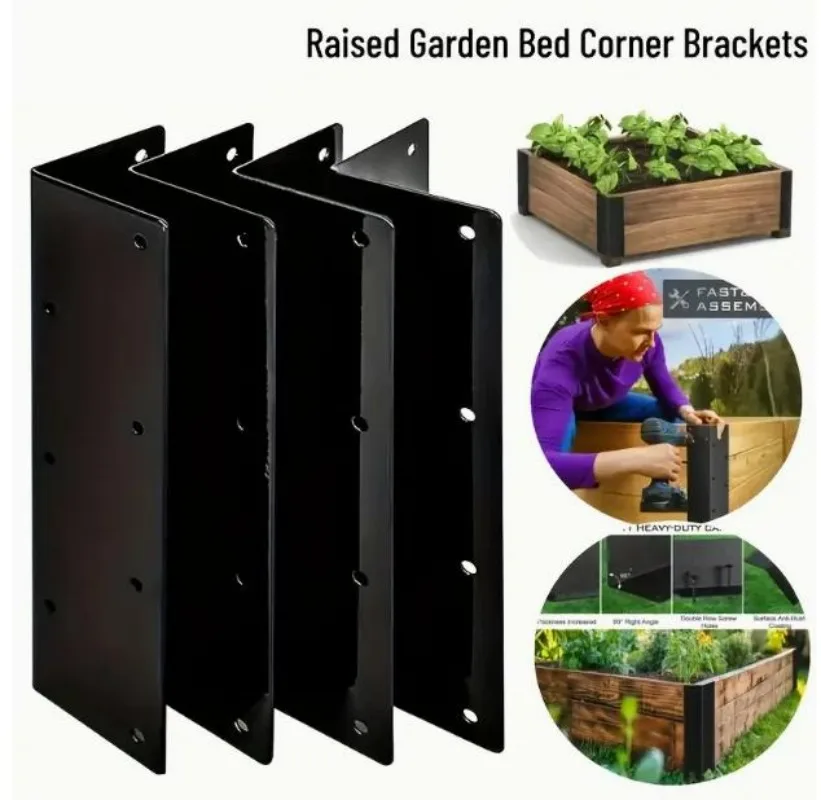 Robusto supporto angolare da 90 gradi Staffa resistente a forma di L Ferro spesso con vite per giardinaggio Fioriera per letto in legno rialzato all'aperto