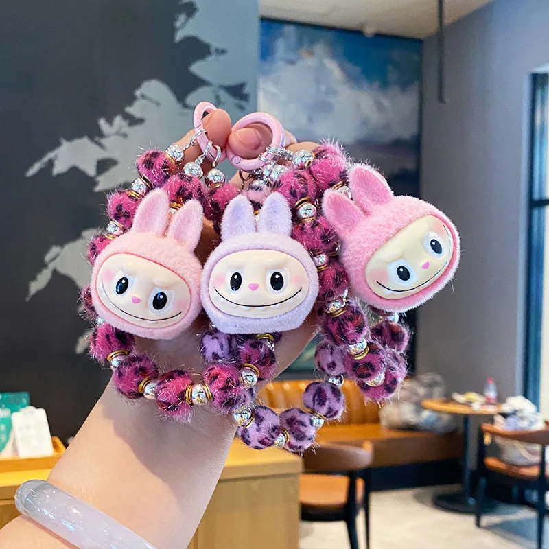 

Kawaii Flocking Doll Beaded Mobile Phone Chain, Creative Animation Keychain, Girl Bag Pendant, Fashion Accessories, Gifts