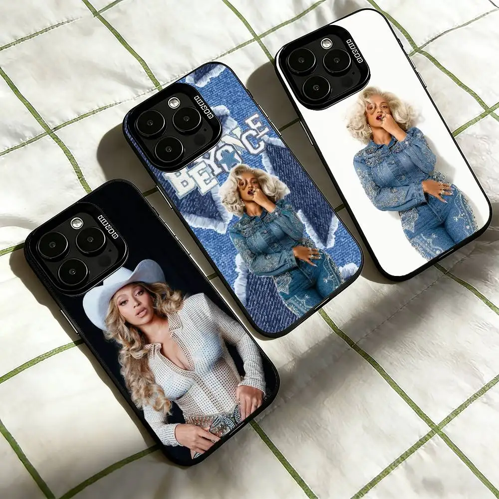 Funda para Teléfono Beyoncé - Cowboy Carter para iPhone 17, 16, 15, 14, 13, 12, 11 Plus, Pro Max, XS, Cubierta Interior Plateada de Color