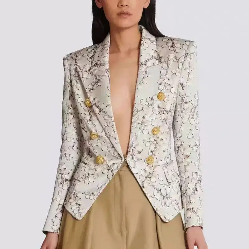 Fashionable Printed Long Sleeve Slim Fit Suit Top Commute Elegant Lady's Style Spring Autumn New Arrival Women's Western Wear