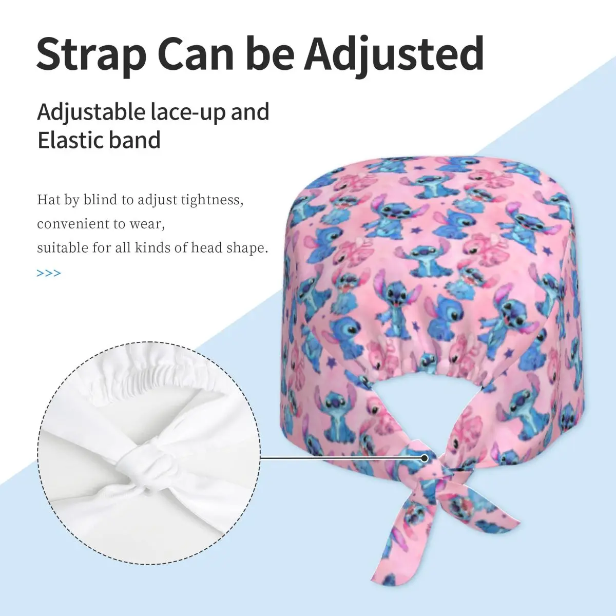 مخصص ليلو وستيتش نمط الموظفين الطبية الدعك قبعة النساء الرجال Kawaii ل قبعة الطاهي فرك قبعات #3