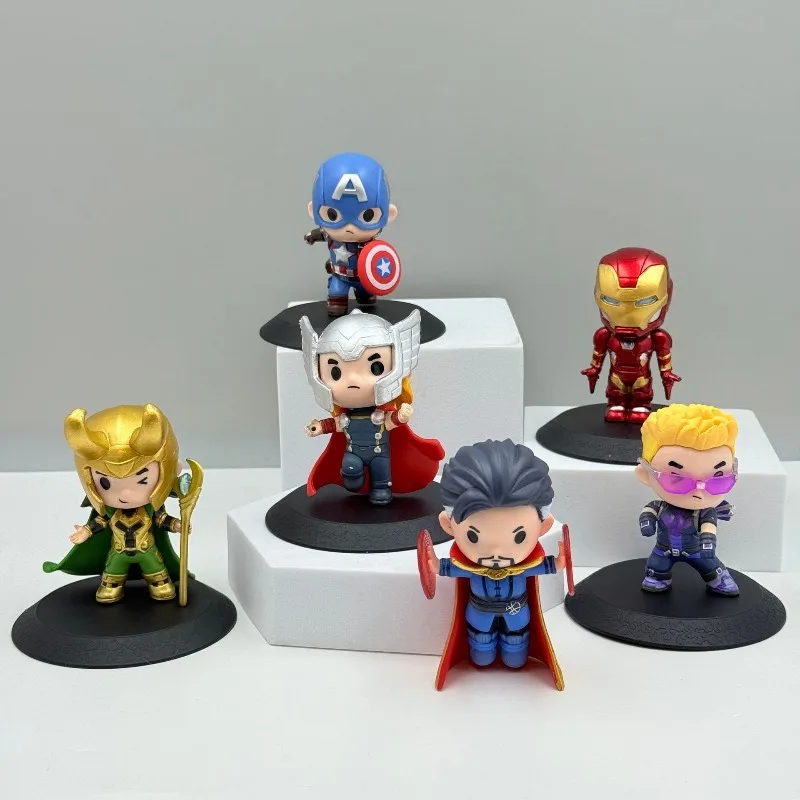 

6pcs/set 7-8cm Avengers Iron Man Spider Man Captain America Action Figurine Model Desktop Ornament Cartoon Figurine Model Gifts