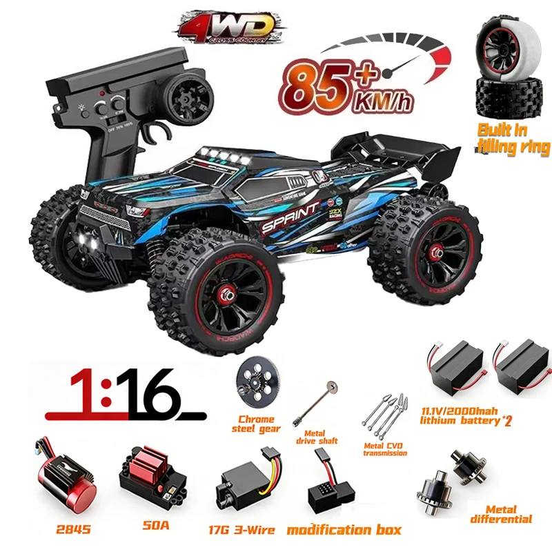 MJX Hyper TS 9522 pro RC auto borstelloze 4WD hoge snelheid 85km/u op afstand bestuurbare off-road truck met grote wielen, makkelijk te besturen voertuig