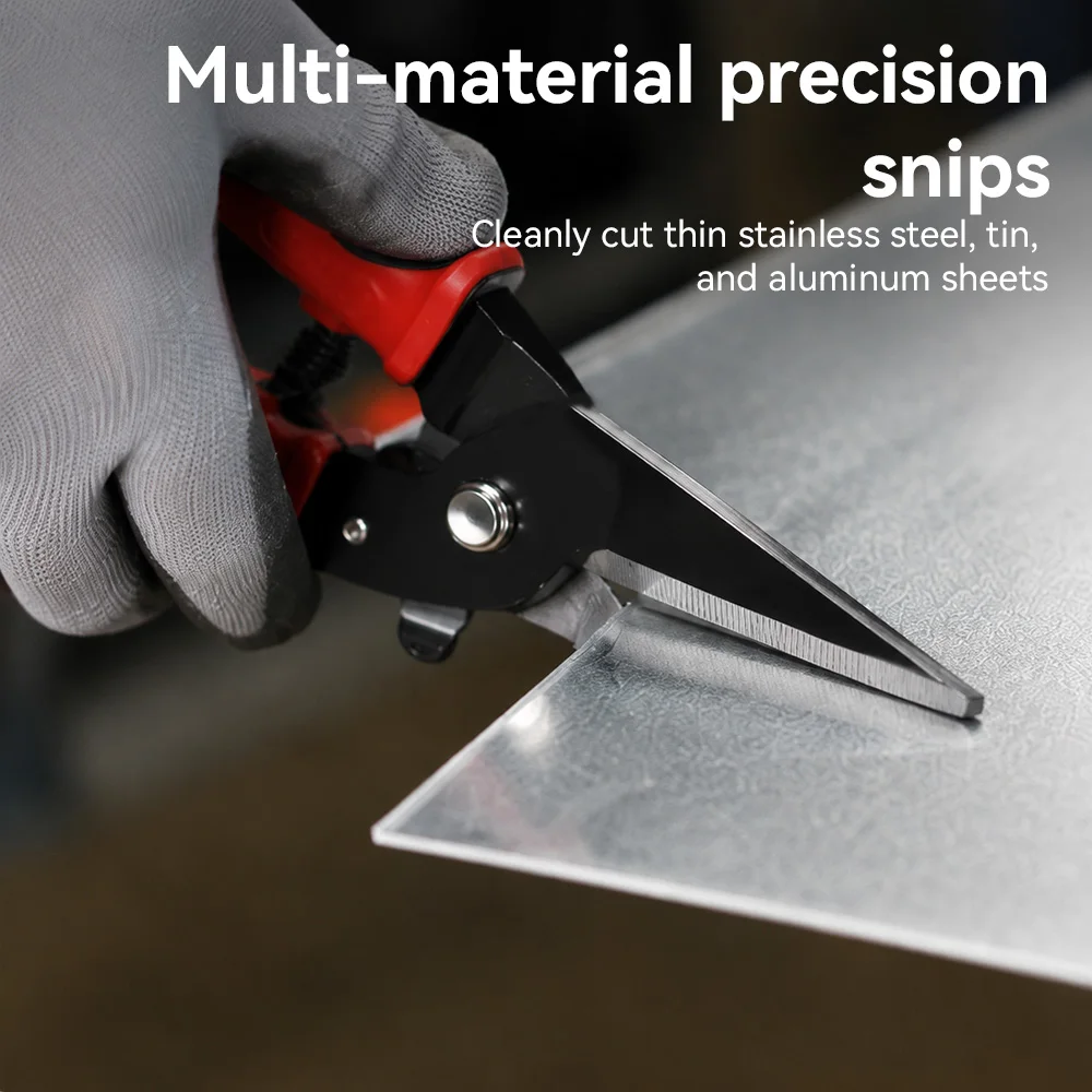 Multifunctional Tin Snips 9-inch Straight/Curved Heads for Cutting Tin Stainless Steel Sheets Wire Mesh Keel Raceway