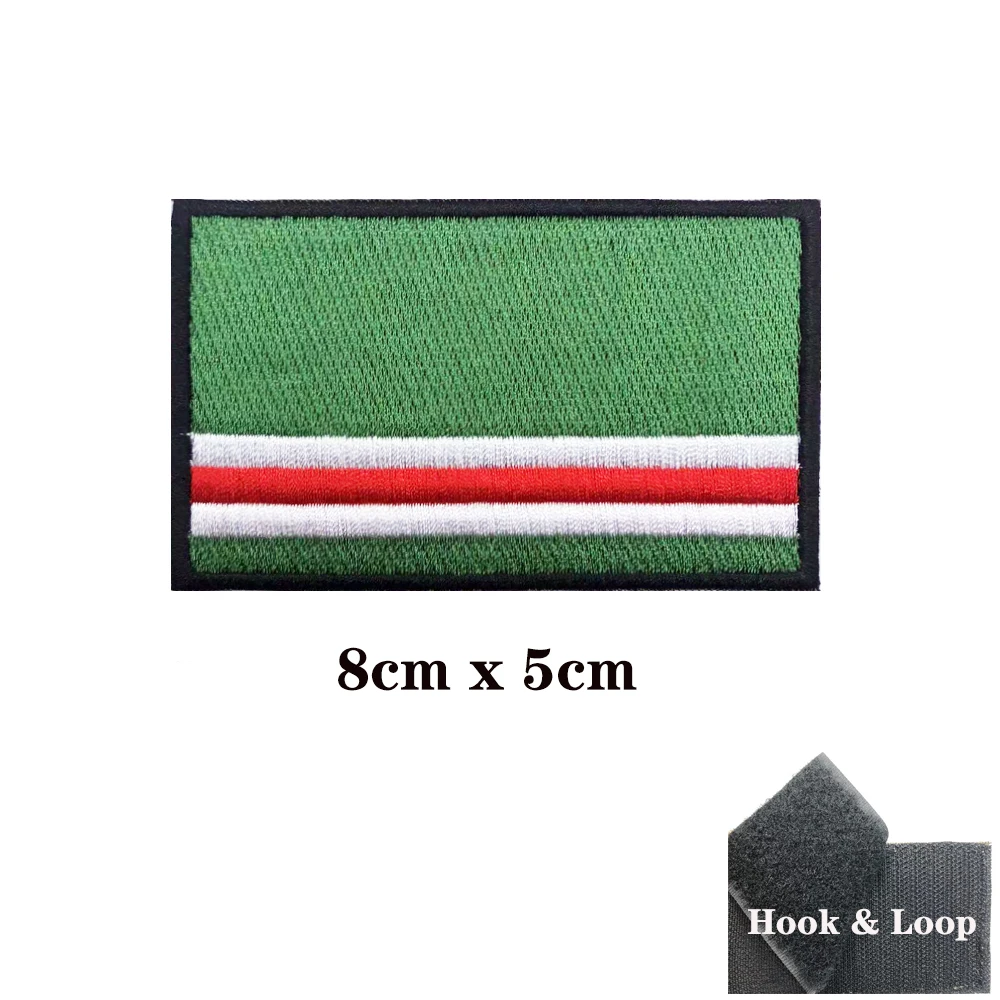 1PC Chechen flag Patch Stripes Badge Tags Chevrons Military Armband Iron On Or Hook Loop Embroidered Armband