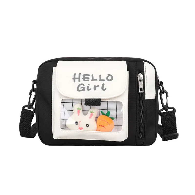 Women\'s Canvas Messenger Bag Japanese Mini Small Bag Primary and Middle School Students Cute Shoulder Bag Transparent Jelly Bag