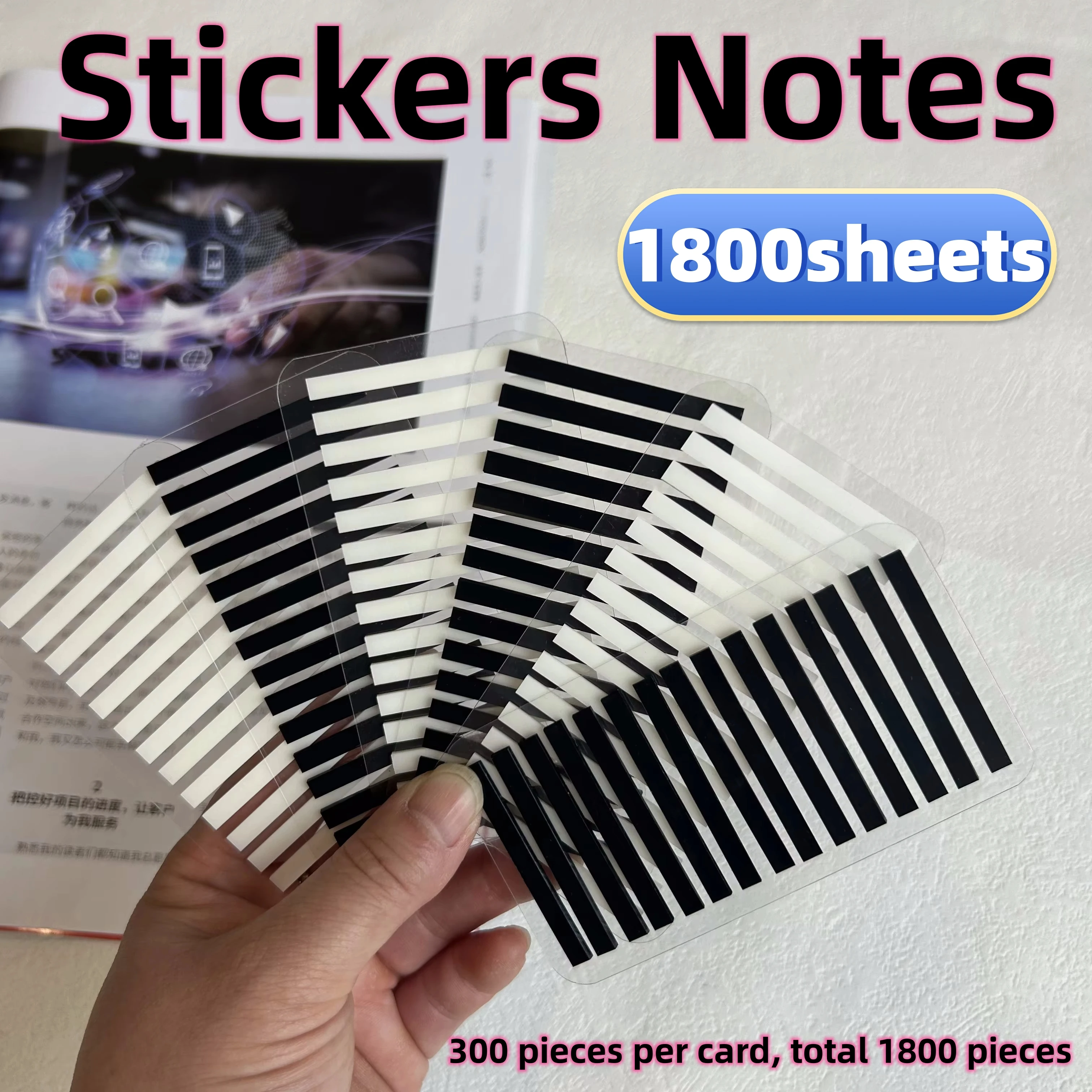 1800 Pcs Colorful Transparent Self-Adhesive Index Tabs Sticky Notes Flags Stationery for School Office Supplies
