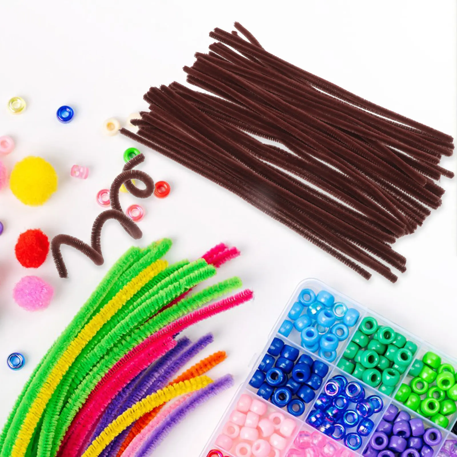 

200Pcs DIY Craft Supplies Chenille Stems Simple Color Bendable Rods Kindergarten Handcraft Clean Flexible Bar DIY Twisted Stick