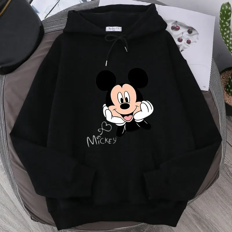 Disney Funny Cartoon Print Hoodie Women Hip Hop Mickey Minnie Mouse Print Autumn and Winter Fashion Harajuku Hoodie Clothing Top