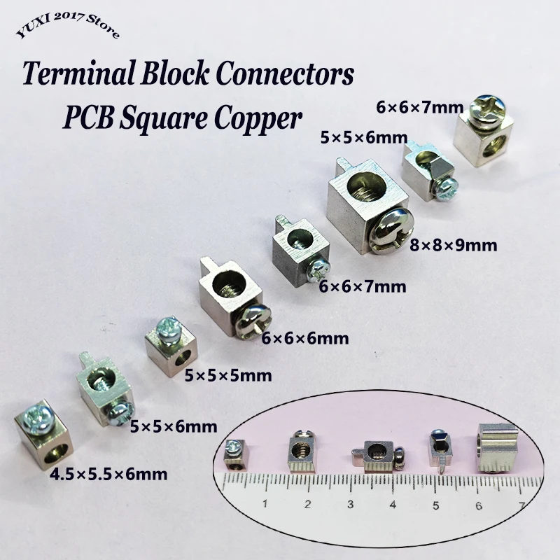 

5/10/15PCS PCB Screw Terminals Through Hole Copper Square Solder Board Drive Power Wire Terminal Connector