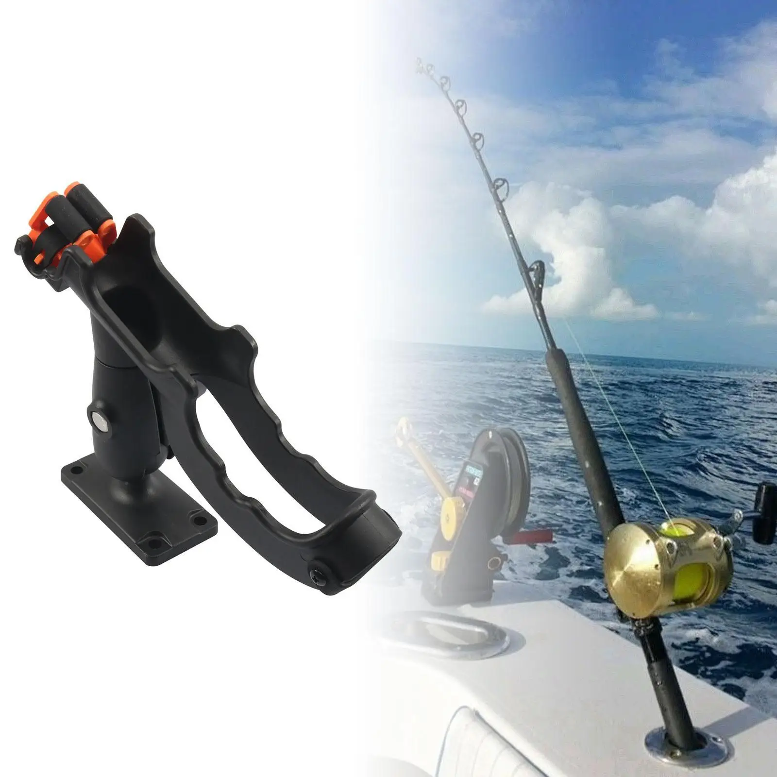 

Adjustable Boat Fishing Rod Holder Kayak Stand Durable Nylon Base Easy Install Support for Angling Trips