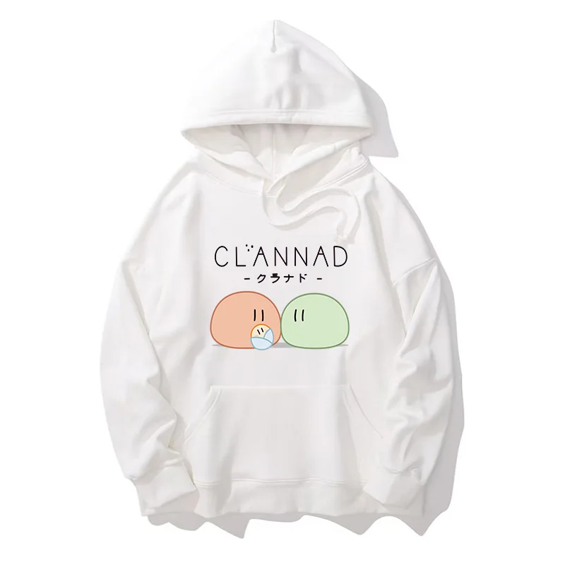 

Retro Japanese Sle CLANNAD round Ne Hoodie Fce Lined Sweatirt for Teens Autumn Winter Casual Loose Fit Youthful Energy