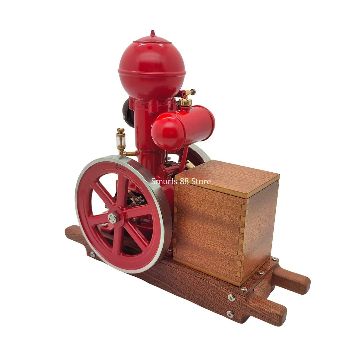 수직 수냉식 엔진 모델 금속 단일 실린더 토드 엔진 나무 받침대 모델 장난감 이동식