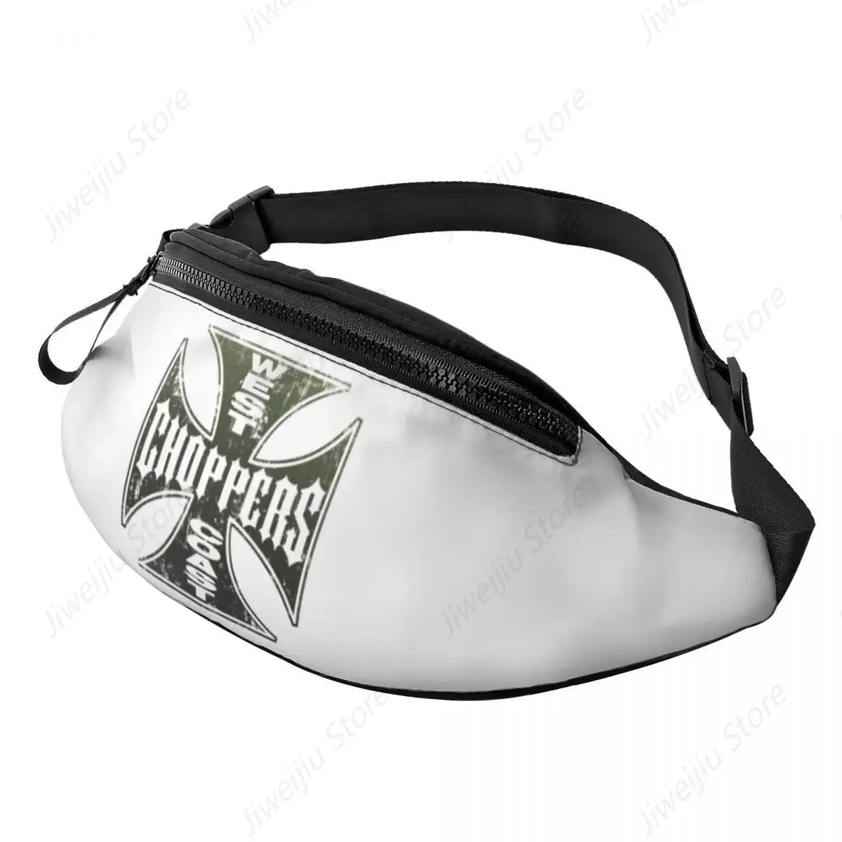 Customized West Coast Chopper Iron Cross 12 Fanny Pack for Men Women Fashion Crossbody Waist Bag Traveling Phone Money Pouch