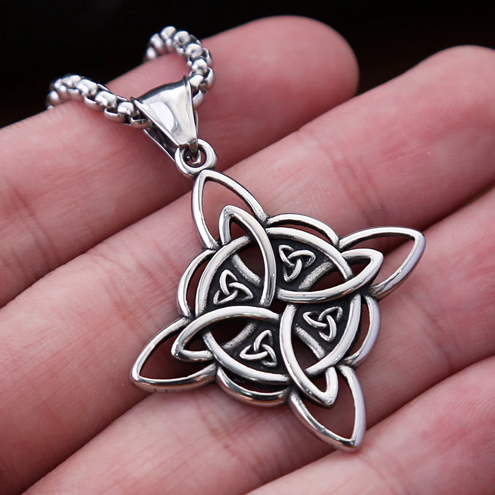 Men's Stainless Steel Viking Celtic Knot Pendant Necklace Punk Vintage Simple Nordic Amulet Necklaces Fashion Jewelry Wholesale