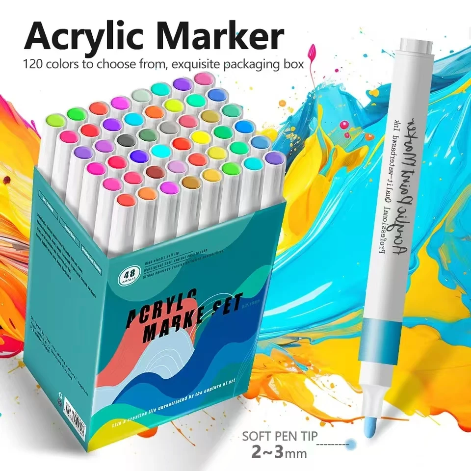 

80/120 Colors Dual Tips Acrylic Marker Pens for Painting Kids Stone Paint Markers Ceramic Glass Wood DIY Art Stationery School