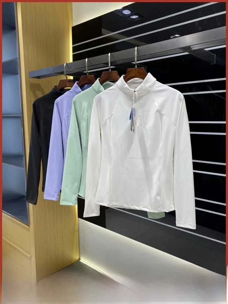 

Women's Outdoor Functional Elastic Slim Fit Fce f Zip Cycling Base irt Long Sve Sport T-irt Breathable Polyester