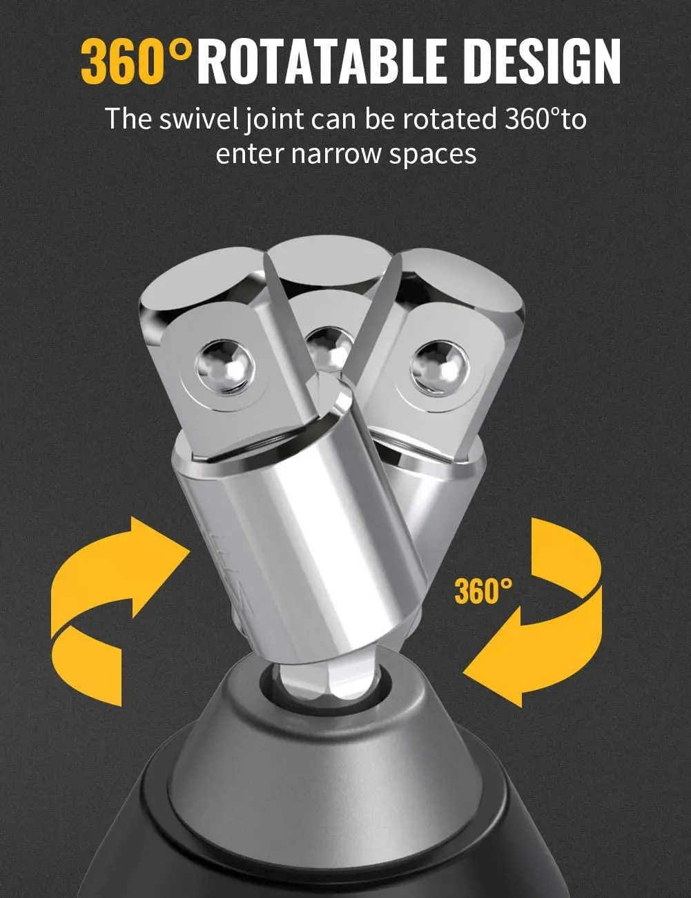 3ชิ้นเจาะอะแดปเตอร์ชุด360 ° หมุนได้ Hex Shank Impact Driver ซ็อกเก็ตอะแดปเตอร์1/4 "3/8" 1/2 "Impact