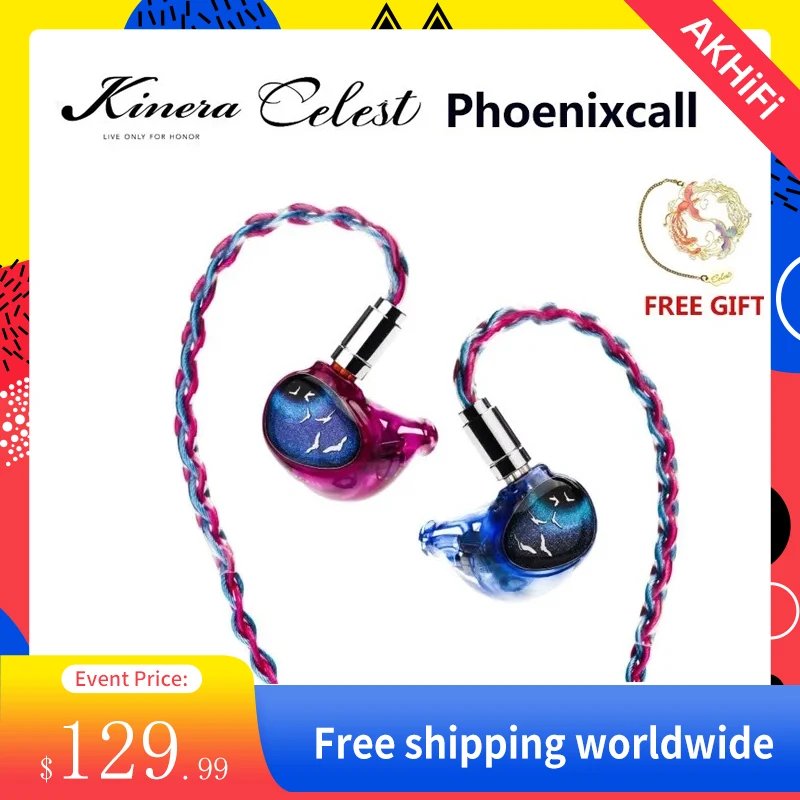 Kinera Celest Phoenixcall 마이크로 평면 드라이버 인이어 모니터, 5 하이브리드 드라이버 이어폰, 0.78 2 핀 케이블 IEM, 1DD + 2BA + 2