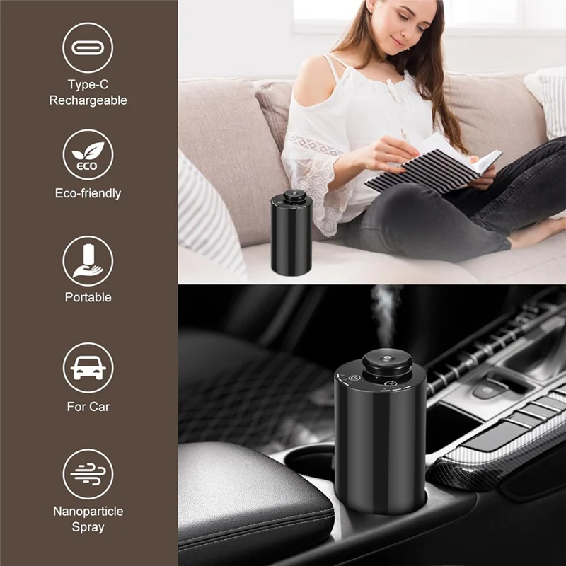 B59B-For Essential Oil Nebulizer Diffuser Waterless Design With 3 Mist Modes, 4 Timer Options, 7-Color LED Aromatherapy